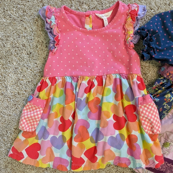 Matilda Jane Girls Tops Lot and Ruffle Skirt Hearts Unicorn Floral Polka Dot - Picture 2 of 7